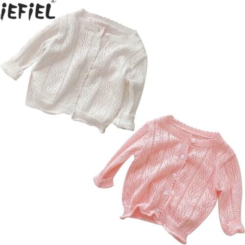 1-4Years Spring Summer Baby Girl Princess Thin Breathable Cardigan Boys Air-Conditioning Tops Long-Sleeved Knitted Coat Sweater