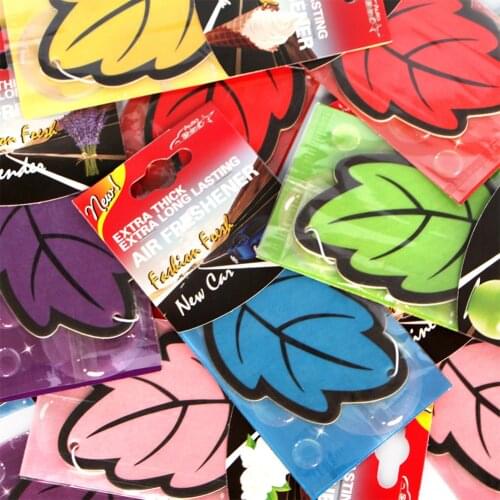 1pc/12pcs Paper Car Air Freshener Hanging Scented Fragrant Leaves Strawberry Apple Lavender Jasmine Car Interior Decoration