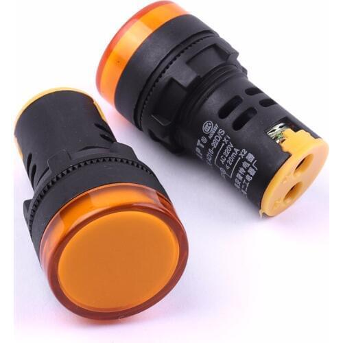 1Pcs Hot Sale color Yellow AC 220V 22mm Signal Led Indicator Light Pilot Lamp Good Quality