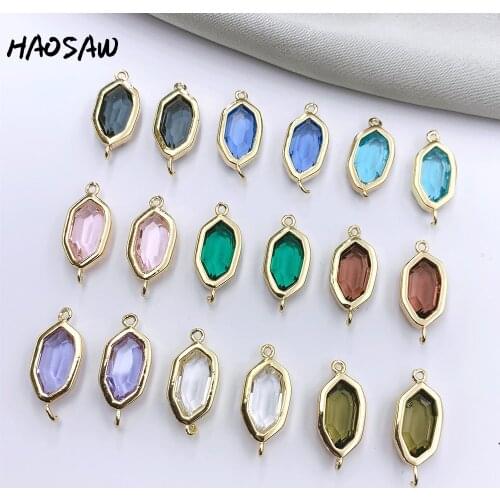 HAOSAW 7*16MM 6Pcs/Lot Multi Colors/Classical Crystal Charms/Oval Glass Accessories/Earring Findings/Connect Accessories