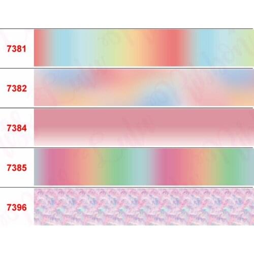 16mm-75mm Gradient Color Series Printed Grosgrain/Foe Ribbon Rainbow DIY Festival Party Hair Bow 50yards/roll