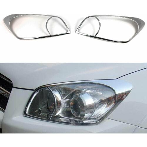 2pcs Chrome ABS Car Front Head Light Lamp Cover Trim Frame For Toyota RAV4 2009-2013