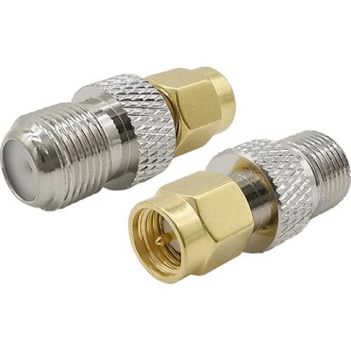 2Pcs F Type Female Jack to SMA Male Plug Straight RF Coaxial Coax Adapter F to SMA Convertor F Female to SMA Male Connector