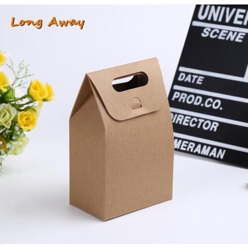 20pcs 10*6*15.5cm DIY Vintage Color Kraft White Candy Bag Wedding Favors Gift Box Package Birthday Party Favor Bags
