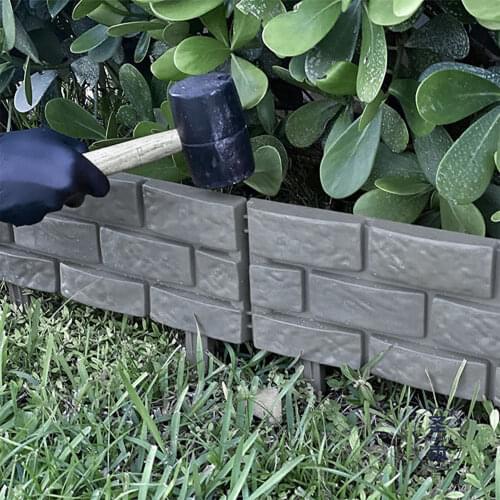 4PCS Garden Border Plastic Fence Brick Effect Removable Garden Edging Lawn Outdoor Courtyard Fence Decoration