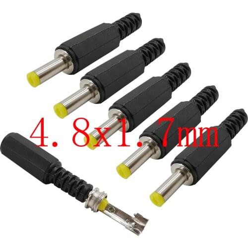 5/10Pcs DC Power Socket Connector 4.8mm x 1.7mm DC Power Male Plug Jack Adapter 4.8*1.7mm DIY Wire Cable Solder Supply Connector