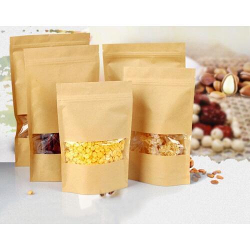500pcs 4 size Paper Gift Bag For Tea Powder Nut Food Cookie Packaging Zip Lock Bags Gift Bag For Children