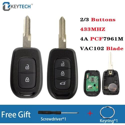 OkeyTech 2/3BT 433MHz Car Remote Key for Renault Sandero Dacia Logan Lodgy Dokker Duster Trafic Clio4 Master3 4A PCF7961M Chip