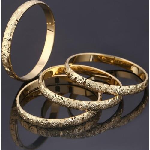 4pcs Fashion Bangle Jewelry Duabi Ethiopian Gold Color Women Bangles Jewelry Gift