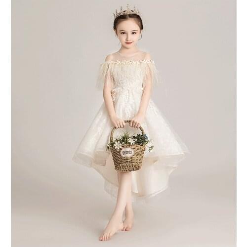 Girl host fashion temperament evening dress little girl flower birthday princess dress children catwalk piano costume dress