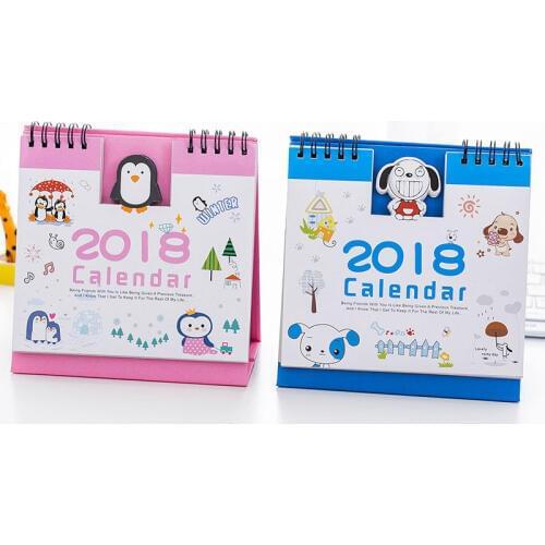 DL 2017-2018 year calendar lovely cartoon image office desktop small calendar calendar year calendar Exquisite office supplies