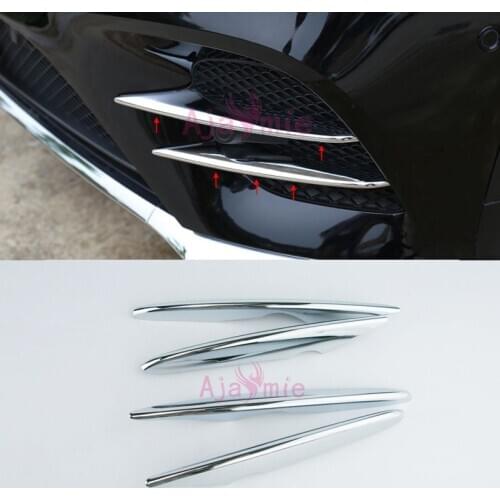 For Mercedes Benz GLC 2016 2017 Front Reflector Fog Light Lamp Cover Sticker Decoration Moulding Trim Chrome Car Accessories
