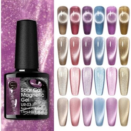 UR SUGAR 7.5ml Spar Cat Eye Gel Nail Polish Varnishes Set For Manicures Nude Glitter Jelly Color Chameleon UV Gel Base Top Coat