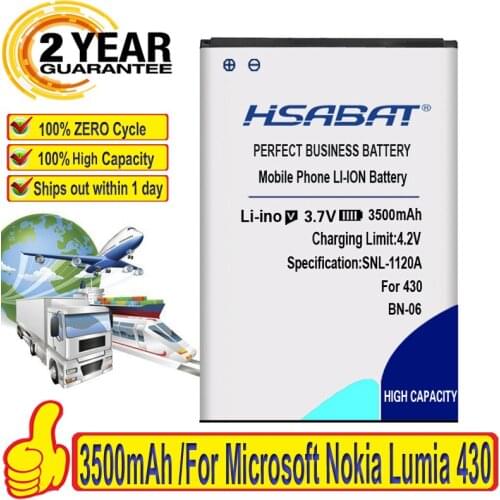 HSABAT 100% New BN-06 BN06 BN 06 3500mAh Battery for Microsoft Nokia Lumia 430 Lumia430