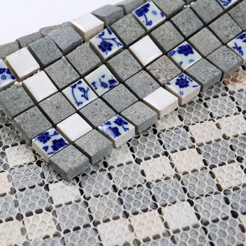 Ceramic Blue White Kiln Mosaic Tiles , Kitchen Backspash Tile Bathroom Wall Tile, Floor Ceramic Tile