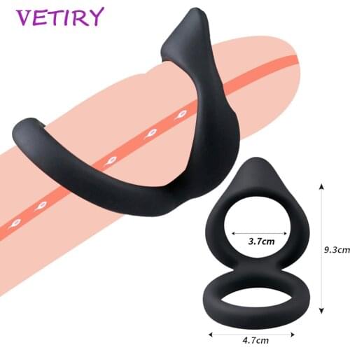 Penis Ring Cock Ring Sex Toys for Men Erection Dual Ring Delay Ejaculation Scrotum Bind Silicone Adult Product Couple Lover