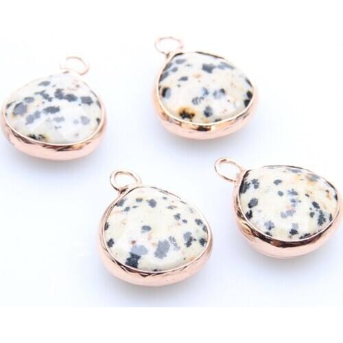 2pcs Natural Stone Water Drops Love Pendant Metal Edging Spotted Jewelry Making DIY Necklace Bracelet Sweater Chain Accessories