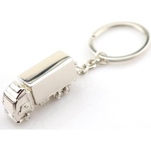 Creative Fashion container truck Metal Keychain Ring Keyring Silver Fob Funny Gift Promotion party favors LX2131