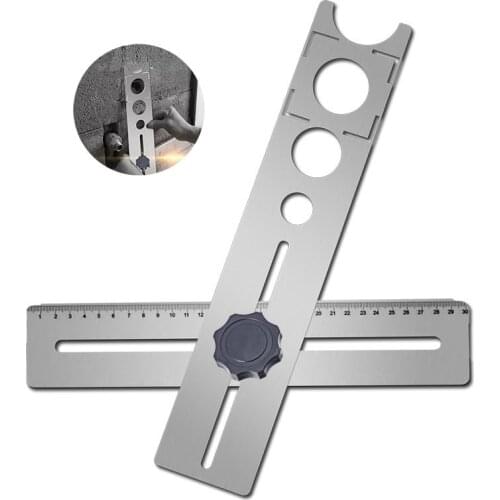 Tile Hole Locator Stainless Steel Ceramic Tile Hole Locator Ruler Adjustable Punching Hand Tool for House Decorated Work