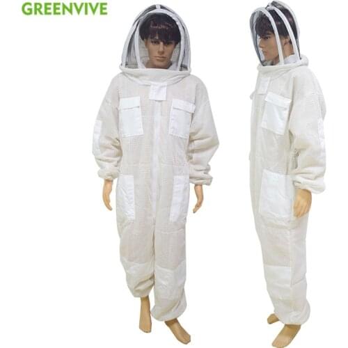 3-layer Vented Professional Bee Suit with Veil Safty Veil Hat Dress Full Body Beekeeping Equipment