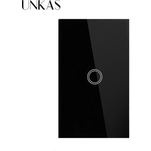 UNKAS US Standard Smart Switch 1 Gang 1 Way Touch Sensor Switch power Luxury Crystal Glass Single Fire Line Wall Light Switch