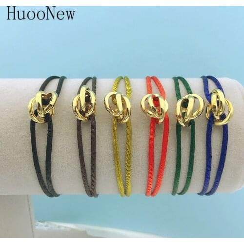 2020 New Stainless Steel Bracelet 3 Metal Buckle Ribbon Lace Up Rope Chain Color Adjustable Size Bracelet For Women Men Unisex