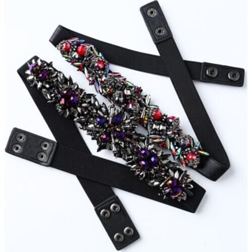 High 2021 new street beading Diamond Bright Drill Belt women Hand-nailed Bead-inlaid Drill Dress Belt Casual Fashion Girl Beads