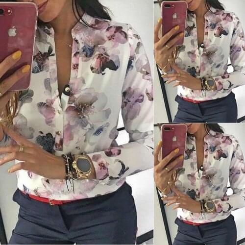 New Plus Size Summer Fashion Women Boho Floral Print OL Ladies Casual Long Sleeve Top 2020