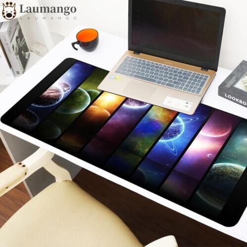 Planet Pattern Extra Large Gaming Mouse Pad Locking Edge Speed Mousepad Keyboard Desk Mat Anti Slip Natural Rubber