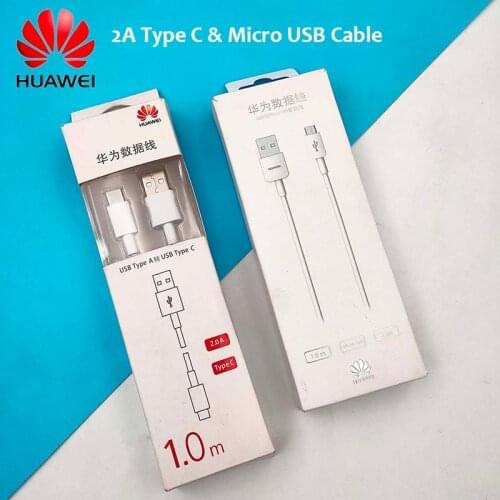 Original Huawei 2A Type C/Micro USB Cable 100CM Data Line Cord For Honor 9 10 V8 V30 8X 7X Nova 8 7 6 SE 5 5Z 3 2 P10 P9 P8 Lite