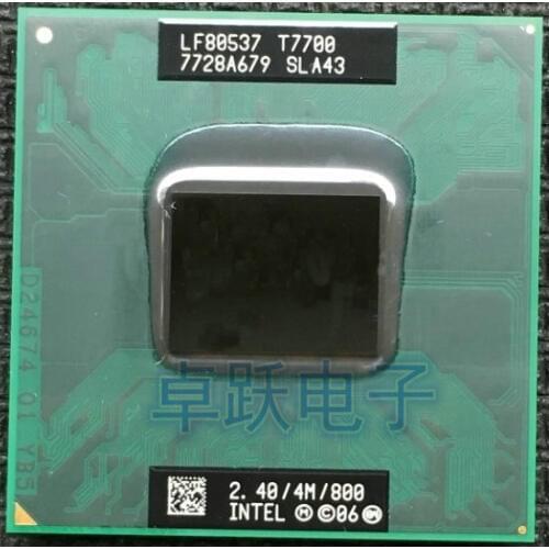 Original intel CPU laptop Core 2 Duo T7700 CPU 4M Socket 479 Cache/2.4GHz/800/Dual-Core Laptop processor support 965