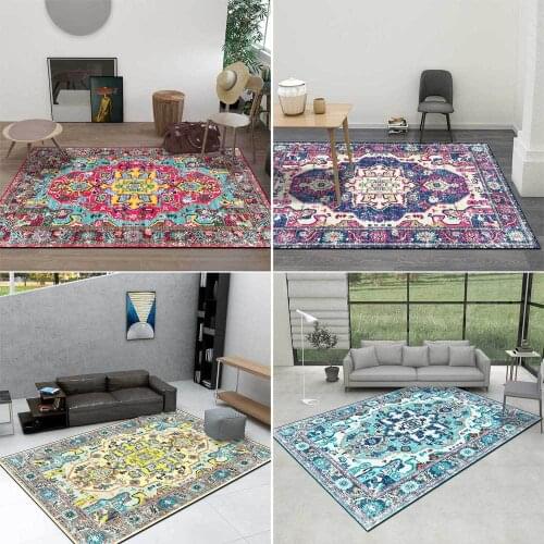Retro Persian Carpet Ethnic Style Fresh Blue White Yellow Red Blue Purple Floor Mats Living Room Bedroom Bedside Area Rug