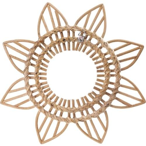 Rattan Frame Hanging Wall Mirror Frame Photo Wall Frames Wood Art Deco Frame Handmade Home Decoration Living Room Bedroo