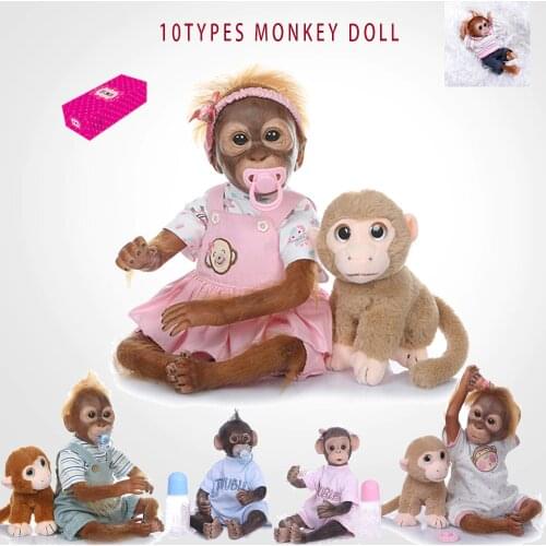 Decdeal 52CM Realistic Doll Reborn Monkey Doll Reborn Baby Monkey Handmade soft vinyl PP cotton Real baby clothes Bottle