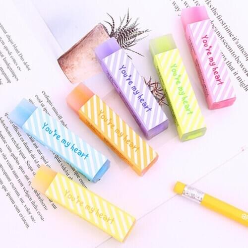 Long Love Rubber Creative Kawaii Pencil Modify Eraser Student Stationery Childrens Drawing Erasers School Supplies Stationery