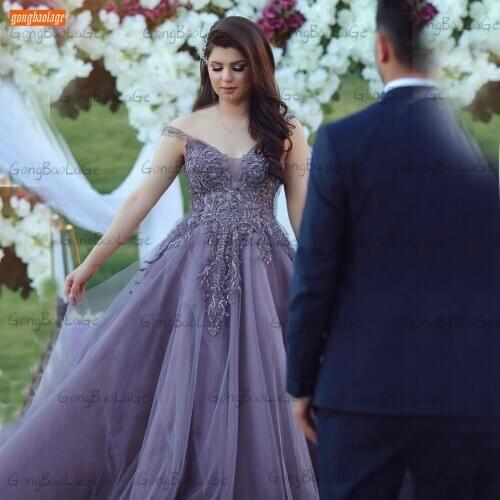 Sexy Boho Purple Prom Dresses Long Tulle Appliqu Beaded Beach Arabic Women Party Gowns Corset Custom Made 2020 Vestidos De Gala