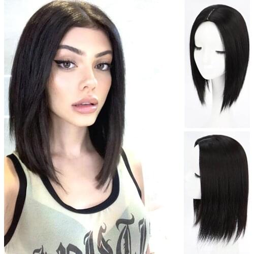 Synthetic Straight Hair Extensions for Women Natural Color Top Closures Clip In Hair Extension Hairpieces Toupee for Party Daily