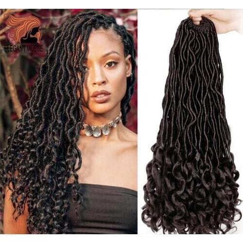 ELEGANT MUSES Crochet Hair Extensions Bohemian Faux Locs Curly Crochet Braiding Hair Synthetic Hair Ombre Braids