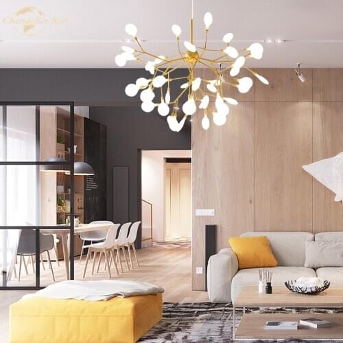 Modern Tree Branch LED Chandeliers Lighting for Living Room Bedroom Restaurant Hotel Stylish Firefly Pendant Lights Hanging Lamp