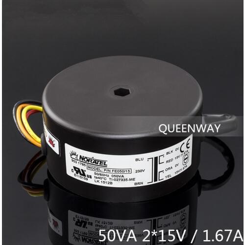 T-014 2*15V 50W 1.67A NEW NORATEL Sealing Toroidal Transformer 50VA Primary Rated Voltage 0-230V 50/60Hz