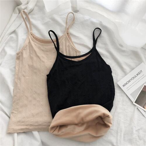 Sanishroly 2019 New Women Autumn Winter Tank Slim Warm Thicken Velvet Camis Female Solid Sleeveless Bottoming Vest Tops SE831