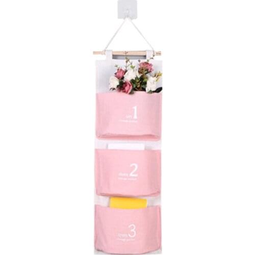 Three pockets digital expression storage hanging pocket behind the wall door bathroom waterproof debris storage hanging bag
