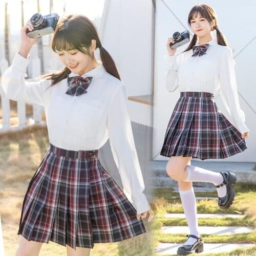 Real shot linear algebra JK uniform genuine plaid skirt spot pleated skirt spring summer college student skirt