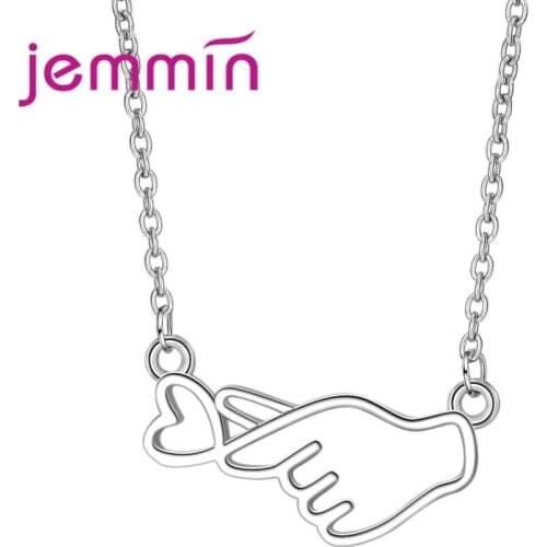 925 Sterling Silver Trendy Novel High Quality Love Gesture Pendant Necklace For Women Girl Valentines Day Birthday Gift