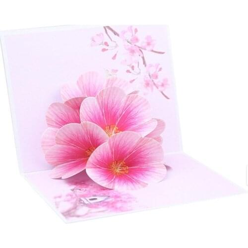 10pcs 3D Pink Peachblossom Flowers Handmade Kirigami Origami Party Invitation Cards Greeding Birthday Card Postcard
