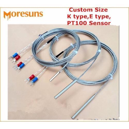 Fast Free ship 10pcs/lot 5m length K type/E type 4*30mm stainless steel tube temperature sensor probe thermocouple sensor