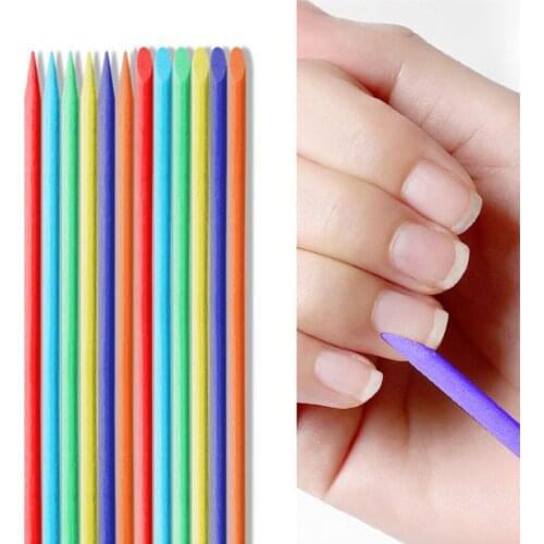 100 Pcs Mix Color Double End Nail Art Wood Stick Dead Skin Removal Orange Wood Sticks Professional Manicure Care Tools