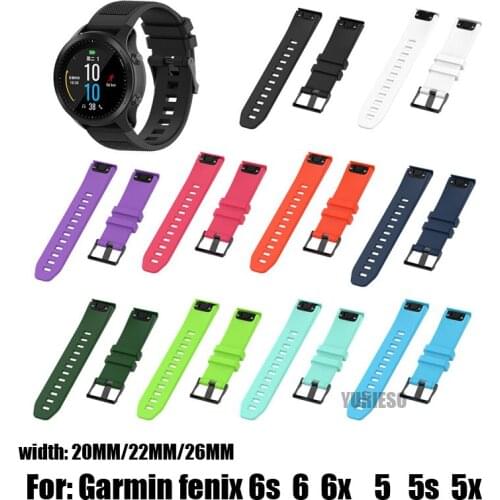100pcs Silicone 26 22 20mm Quick Release Watchband Wriststrap for Garmin Fenix 6X 5X 6 5 6splus Watch Easyfit Watch Wrist Band