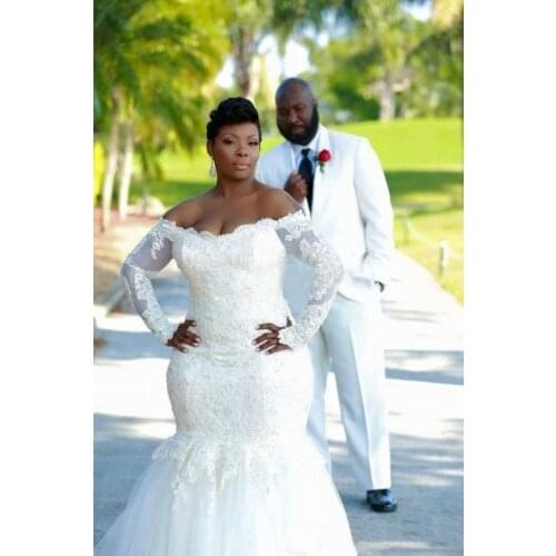 2020 Spring Long sleeve Applique Wedding dress Fashion Applique Mermaid Wedding Dress