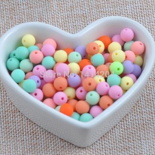 50PCs 10mm Mixed Candy Color Acrylic beads Spacer Ball Beads Fit Jewelry Handmade YKL0127X-10